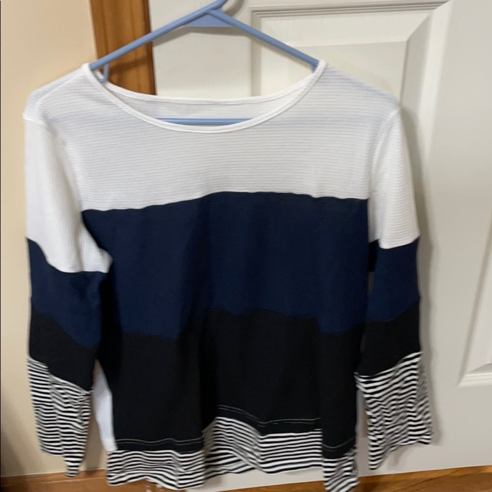 Navy and blue striped shirt